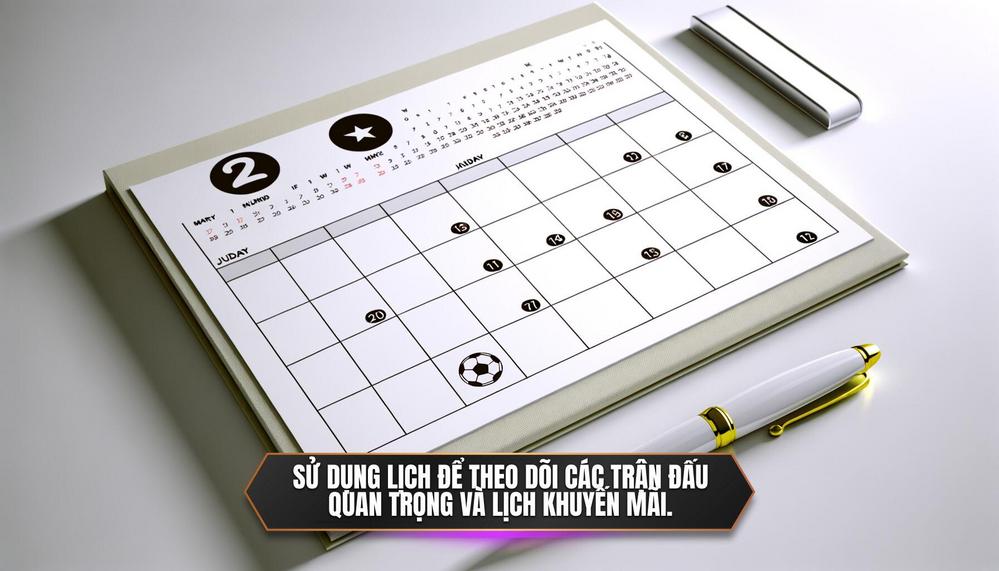 Sử dụng lịch để theo dõi các trận đấu quan trọng và lịch khuyến mãi.